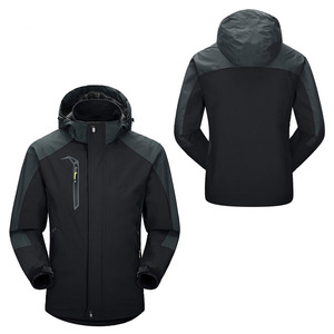 Veste à capuche en softshell noire pour homme, fermeture éclair, imperméable, coupe-vent, respirante, vêtements d'extérieur, coupe régulière, hiver, matière polyester - Product Image 1