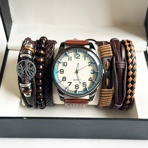 Reloj de Lujo para Hombre 2026, Conjunto de Reloj de Cuarzo con Correa de Cuero Marrón, Reloj Deportivo de Moda con Esfera Grande, Reloj Redondo para Hombre, Montre Femme - Product Image 3