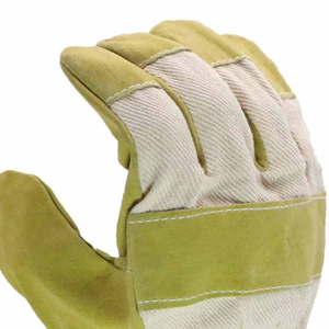 Split Leather Work <b>Gloves</b> With Reinforced Palm And Straight Cuff For Industrial And Farm Use - Product Image 4