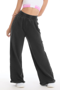 Women's High <b>Waist</b> <b>Elastic</b> Black Wide Leg Pants Casual Loose Fit Full Length <b>Trousers</b> <b>With</b> Back Pocket - Product Image 6
