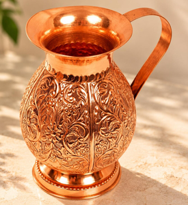 Carafe en verre martelé authentique, style vintage, anti-fuite, compatible lave-vaisselle, écologique, pour une meilleure qualité d'eau potable - Product Image 1
