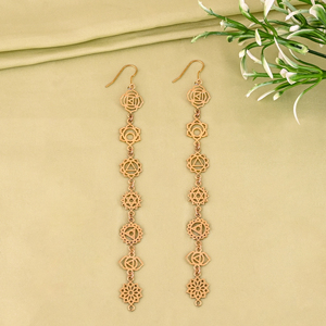 Boucles d'oreilles pendantes tendance en laiton plaqué or massif, sept chakras, taille 120x12MM - Product Image 4