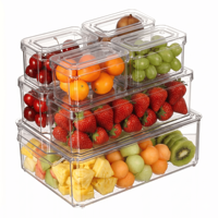 Juego de Contenedores de Almacenamiento de Plástico Transparente Rectangulares para Ahorrar Espacio, Contenedores Apilables Duraderos para Preservar la Frescura en la Cocina y la Despensa