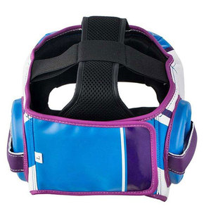 Protège-tête de boxe en cuir PU bleu, blanc et violet pour adultes, unisexe, usage universel - Product Image 3