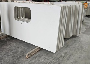 Comptoirs de cuisine modernes en quartz technique blanc polaire découpés sur mesure et plans de toilette personnalisés pour appartements - Product Image 3