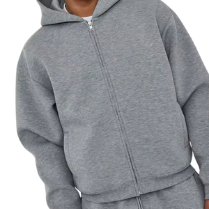 Sweat à capuche zippé pour homme 100 % coton épais, style streetwear, épaules tombantes, écologique, respirant, décontracté, mode hiver - Product Image 4