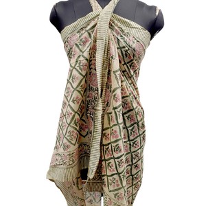 Women Fashion <b>Sarong</b> Lightweight Cover Up for Beach and Resort for Best Price All Seasons Daily Wear <b>Blue</b> Green Patterned Wrap - Product Image 2