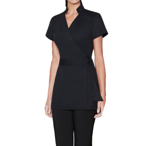 Wrap Style Women Beauty Salon Tunic Shirt Ladies Fancy Hairdressing Uniform Tunic Top Aesthetic Tunic with logo multiple colors - Product Image 4