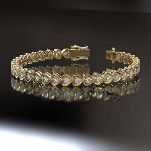 Pulsera de tenis de plata de ley con forma de corazón, cadena de mano de lujo estilo hip hop, joyería fina brillante para mujer - Product Image 5