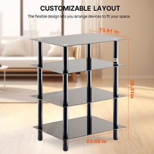 Mobiletto Porta TV a 4 Ripiani con Ripiani in Vetro Temperato Rinforzato per DVD/Decoder/Console di Gioco, Supporto Audio/Video Migliorato - Product Image 4