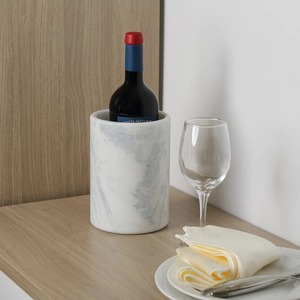 Elegante Enfriador de Champán de Mármol Sólido para Mesa, Enfriador de Bebidas Minimalista, Cubitera Cilíndrica de Piedra Blanca para Bar en Casa - Product Image 4
