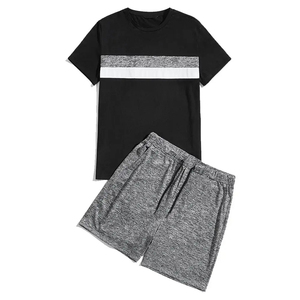Ensemble T-shirts et shorts pour hommes, personnalisés, sérigraphiés, de haute qualité, style vintage délavé à l'acide, vente en gros - Product Image 1