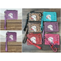 Portefeuille tendance en cuir véritable violet fait main, porte-cartes de haute qualité, design poker unisexe, mini porte-monnaie et porte-cartes, pochettes