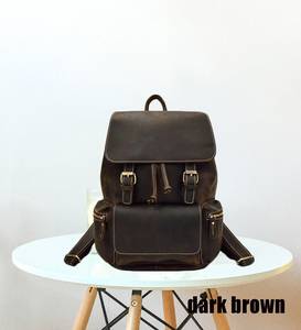 Slim <b>Waterproof</b> Leather Laptop <b>Backpack</b> Anti-Theft Vintage Rucksack Genuine Leather Travel Pack LBP-0320 - Product Image 1