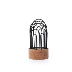 Vintage Incense Burner with Solid Wood Base Modern Iron Birdcage Coil Holder Desktop <b>Decor</b> for Home <b>Decor</b> and Outdoor - Product Image 1