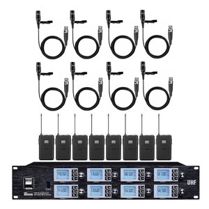 UHF <b>Wireless</b> <b>Microphone</b> System 8 Channel Dual Channel Handheld Lavalier Set for Stage Conference Karaoke - Product Image 1