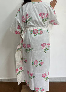 Vestido Kaftán de Algodón Estampado para Mujer, Vestido Kaftán Largo de Algodón, Kaftán Maxi de Algodón - Product Image 5