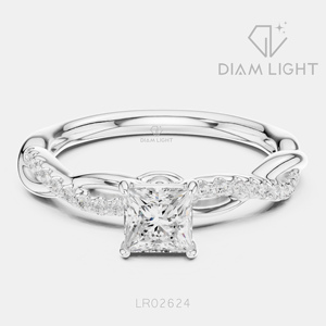 Bague de fiançailles en diamant de laboratoire de 0,50 carat, taille princesse, or blanc 14 carats, bague de mariage, bijoux fins, certifiée IGI - Product Image 1