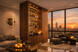 VIQ Custom Built In Wooden <b>Bar</b> Cabinet MDF <b>with</b> Laminate finish main material Wine Cabinet/<b>Storage</b> Luxury Mini <b>Bar</b> - Product Image 2