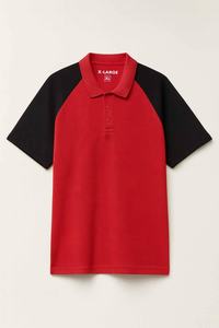 Camisetas Polo de Alta Calidad 100% Algodón para Hombre, Camiseta Polo Roja con Mangas Negras, Estilo Casual con Cuello y Bloques de Color en Contraste - Product Image 3