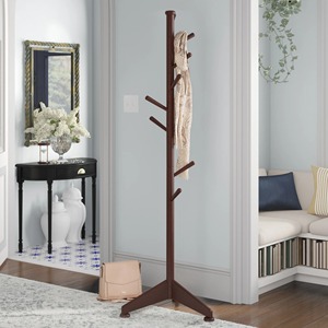 Perchero Clásico de Madera con Múltiples Ganchos, Acabado Marrón Oscuro, Solución de Almacenamiento para la Entrada - Product Image 3