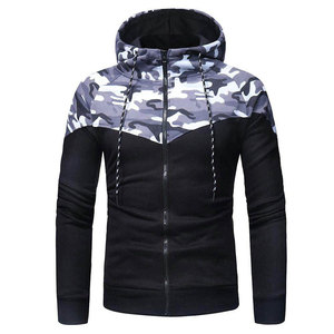 OEM Men's Fleece Camouflaged Color Panel <b>Zip</b>-Up Tracksuit Fashion Streetwear Men's Casual Sportswear Tracksuit Set - Product Image 3