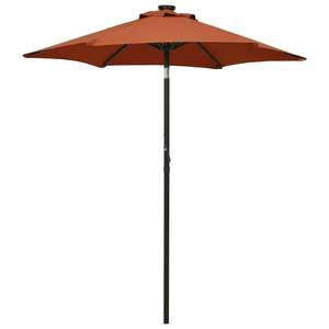 Terracotta and Dark Grey Garden Parasol Elegant <b>Patio</b> <b>Umbrella</b> & <b>Base</b> - Product Image 1