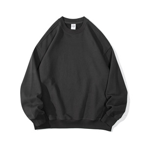 Sweat-shirt à col rond pour homme, couleur unie, tricoté, 100% coton, coupe classique, vêtements décontractés d'automne - Product Image 5