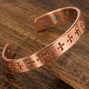 Premium Cutout Cross Magnetic Open Cuff Copper Therapy Bracelet Fashionable Exquisite Promotional <b>Novelty</b> Gifts - Product Image 2