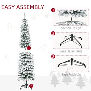 Albero di Natale Artificiale Sottile e Alto 1,8 m, Non Illuminato, Effetto Neve, con 395 Punte Verdi e Rami Realistici - Product Image 3