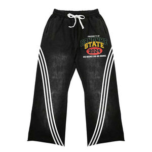 Ensemble T-shirt et pantalon évasé en coton 100% délavé à l'acide, style streetwear vintage, pour l'été, personnalisé par un fabricant de vêtements - Product Image 3