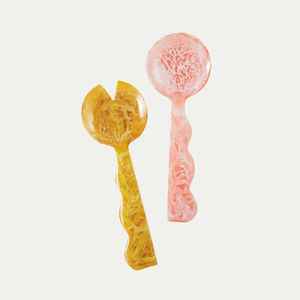 Juego de Servidores de Ensalada de Resina Rosa Suave, Utensilios de Cocina Personalizados No Tóxicos, Accesorios para Cocinar en Casa y Hotel - Product Image 6