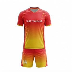Custom Sublimated <b>Soccer</b> Jersey Set Men's Red Yellow Gradient 100% Polyester Moisture Wicking Short Sleeve Uniforms Adult Size - Product Image 2