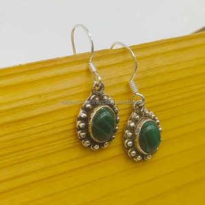 Vente en gros Bohème Malachite Gemstone 925 Boucles d'oreilles en argent pour femmes Dainty Trendy Article de cadeau de mariage - Product Image 2