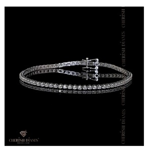 Pulsera de tenis para mujer con una sola fila de diamantes cultivados en laboratorio, oro blanco de 18k, corte brillante redondo con certificado IGI, diseño moderno. - Product Image 1