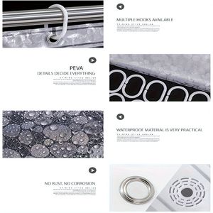 Clear Pebble 3D Transparente EVA Cortina de baño Liner 71x71 pulgadas 3 Imanes ponderados Bañera Puesto 71x71 pulgadas Ojal Ducha - Product Image 6