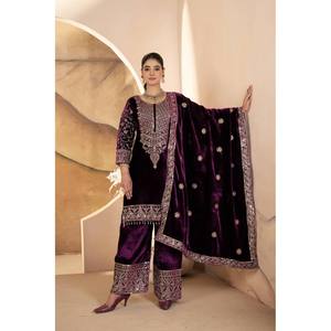 Conjunto de Traje Bordado para Fiesta para Mujer con Trabajo Secuencial de Codificación - Product Image 3