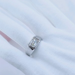 <b>Emerald</b> Cut Moissanite <b>Ring</b> 925 Sterling <b>Silver</b> Gold Plated Engagement Wedding Party Luxury Minimalist Elegant Promise <b>Ring</b> Gift - Product Image 3