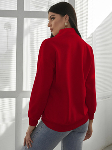 Sudadera con capucha de algodón para mujer, personalizada con logo de alta calidad, informal, de primavera, con media cremallera y cuello vuelto, de forro polar - Product Image 3