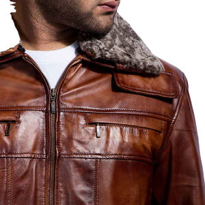 Offre Spéciale hommes nouveau Design veste en cuir fourrure à capuche veste pour hommes haut avec fermeture à glissière nouveau Design fabriqué au Pakistan - Product Image 4