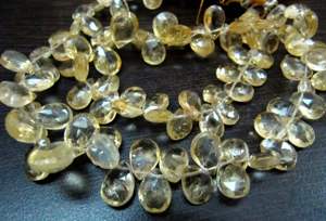 Perles de citrine naturelle en forme de poire, facettées, vendues par brin, 8 pouces de long - Product Image 3