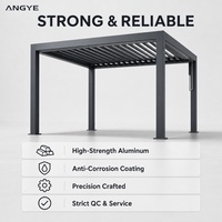 Pergola motorisée à lames orientables en alliage d'aluminium, pavillon de jardin extérieur écologique avec capteur de pluie et LED, dimensions personnalisables