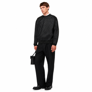 Sweat-shirt en tricot à col rond surdimensionné pour homme, couleur unie, style minimaliste, vêtement d'automne, coupe classique, 100% coton, pull-over - Product Image 3