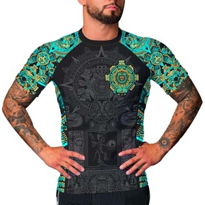 Fully Sublimated Bjj <b>Rashguard</b> Workout Compression Shirts Stretchable Fabric Short Sleeve Jiu Jitsu Sublimated Rash Guard - Product Image 4