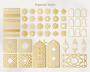 Lot de 50 motifs géométriques islamiques SVG, formes vectorielles transparentes pour Ramadan, arche de lanterne PNG EPS - Product Image 2