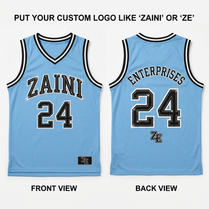 Camiseta de Baloncesto Premium para Hombre, 180 GSM, Poliéster Interlock, Azul Cielo, Negro, Blanco, con Logotipo Personalizado por Sublimación y Transferencia de Calor - Product Image 1