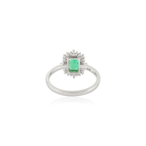 Anillo de compromiso hecho a mano con piedras preciosas de oro blanco real de 14 quilates, esmeralda y diamantes, proveedor de joyería, regalo de cumpleaños para ella - Product Image 6