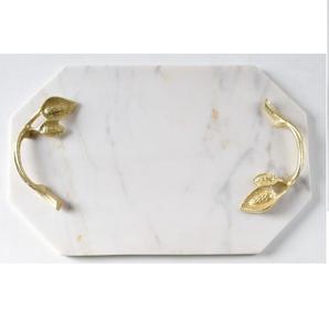 Bandeja de mármol de diseño artesanal de estilo lujoso y de última tendencia para decoración de mesa de comedor, bandeja de metal para servir a precio de mayorista. - Product Image 6