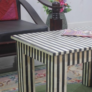 Mesa de Centro de Estilo Art Deco Europeo Moderno, Hecha a Mano, con Incrustaciones de Hueso, Forma Cuadrada, Material de Madera, para Sala de Estar Interior - Product Image 3