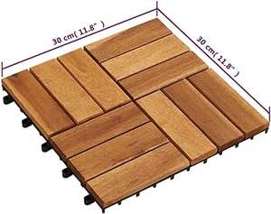 Baldosas de acacia para terraza 30 x 30 cm, para patio interior, balcón, terraza, jardín, fácil instalación, impermeables, antideslizantes, certificadas. - Product Image 3